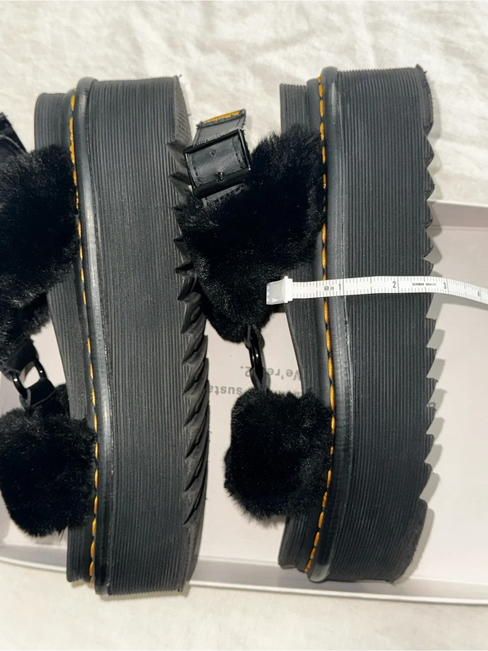 Dr. Martens Francis faux fluffy fur platform sandals sz 7